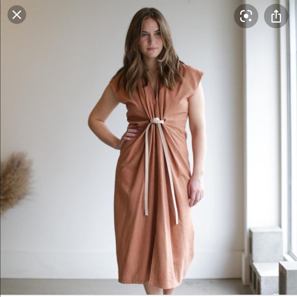 Miranda Bennett knot dress in Terracotta